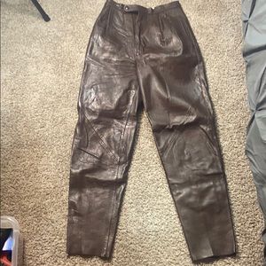 Brown leather pants